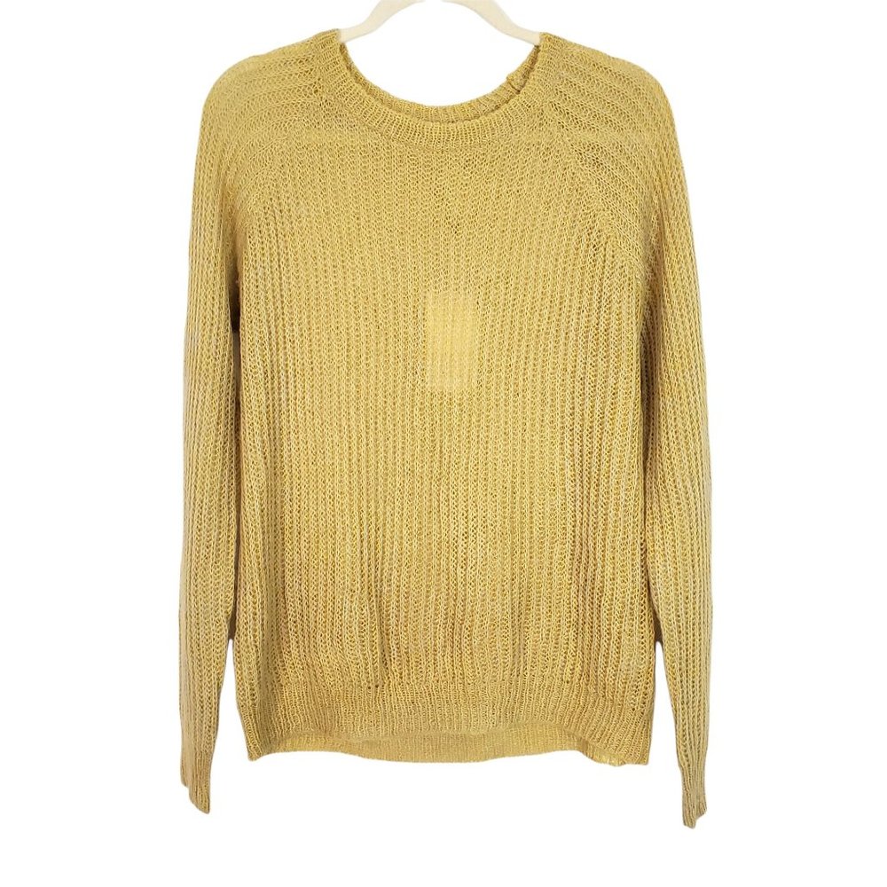 NWT The Korner Wool Blend Yellow Gray Knit Sweater